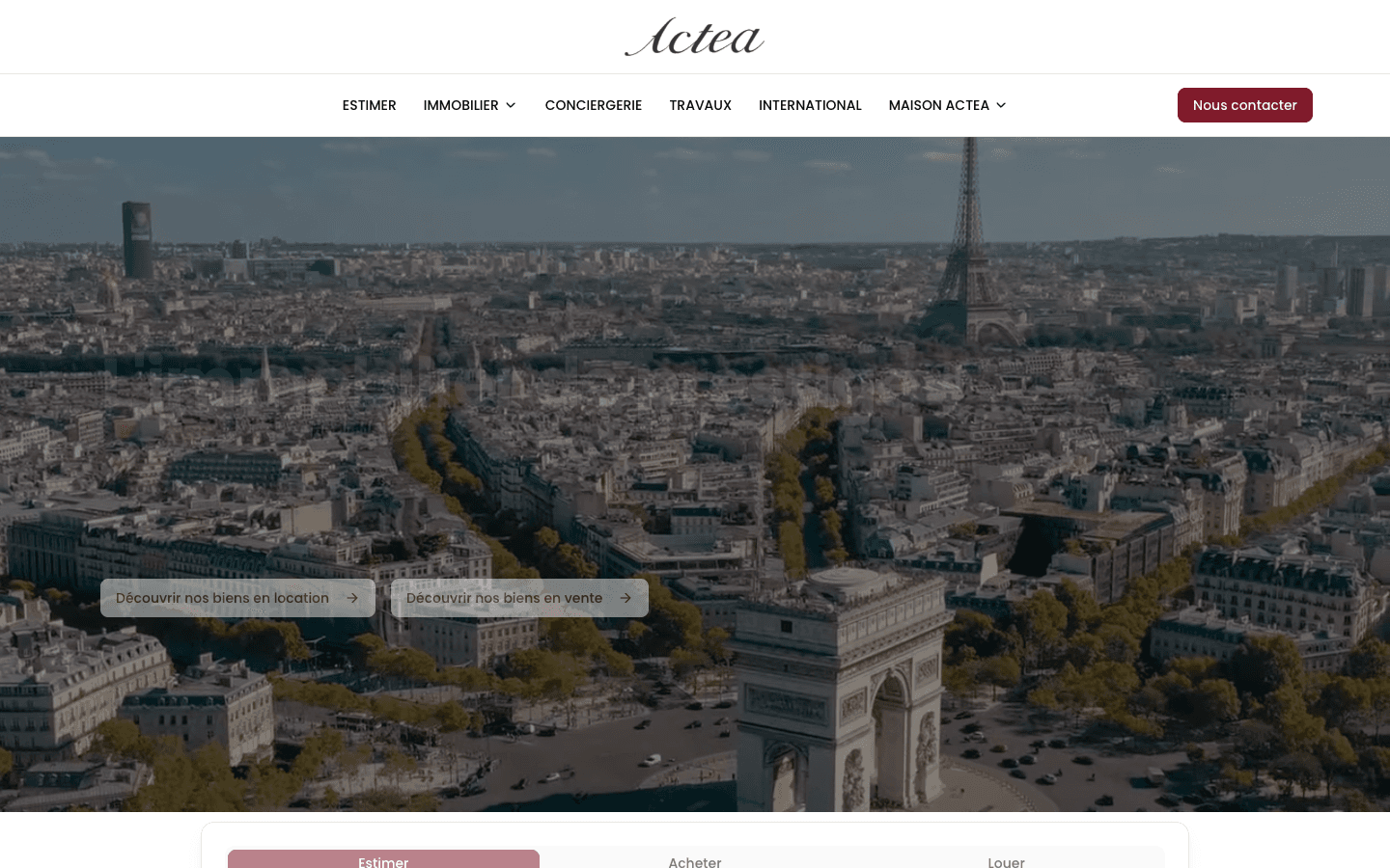 Capture d'écran du projet Actea Conseil — Immobilier